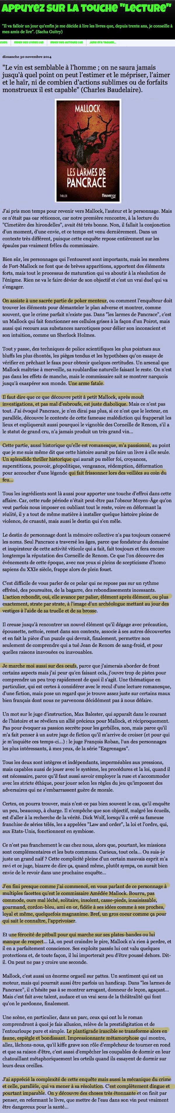 Appuyez sur la touche "Lecture": "Le vin est semblable à l’homme ; on ne saura jamais jusqu'à quel point on peut l’estimer et le mépriser, l’aimer et le haïr, ni de combien d’actions sublimes ou de forfaits monstrueux il est capable" (Charles