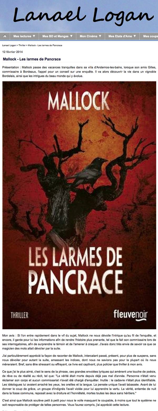 Mallock - Les larmes de Pancrace - Lanael Logan