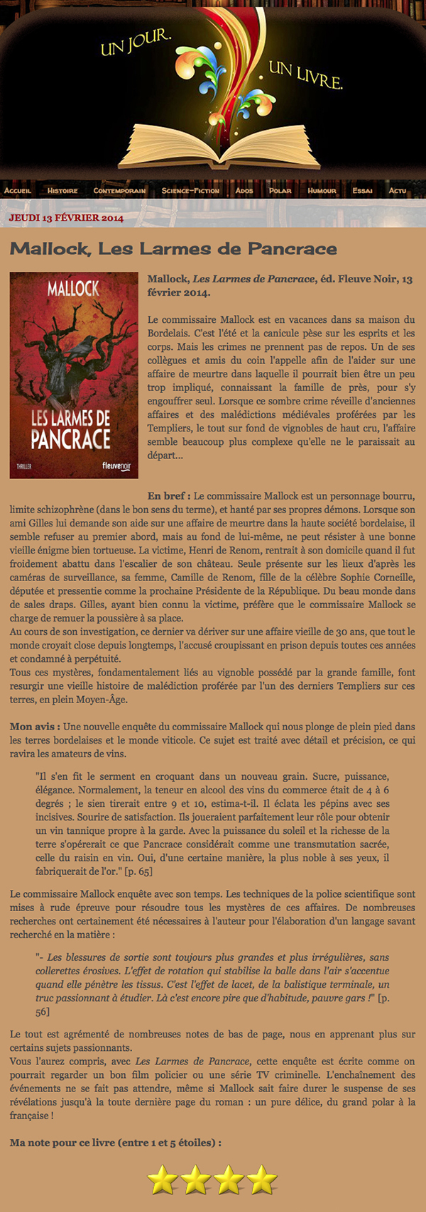 PANCRACE unjourunlivre