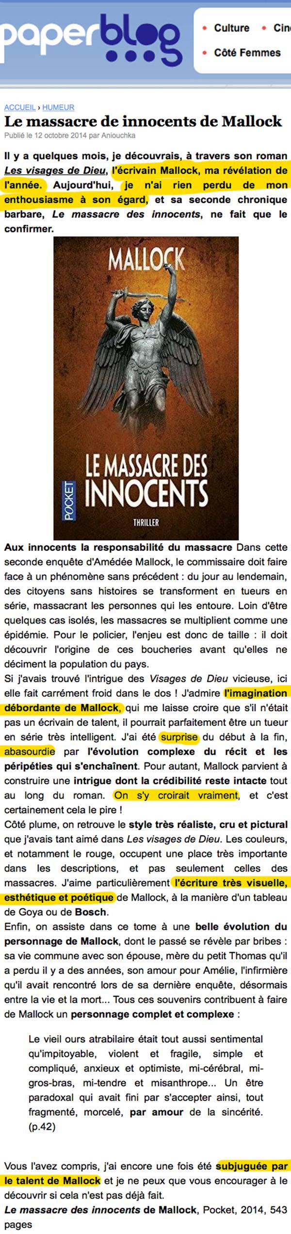 paperblog le massacre  innocents mallock