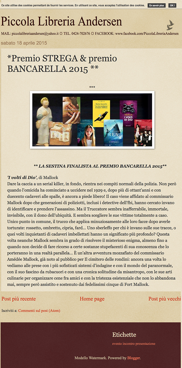 Piccola Libreria Andersen: *Premio STREGA & premio BANCARELLA 2015 **