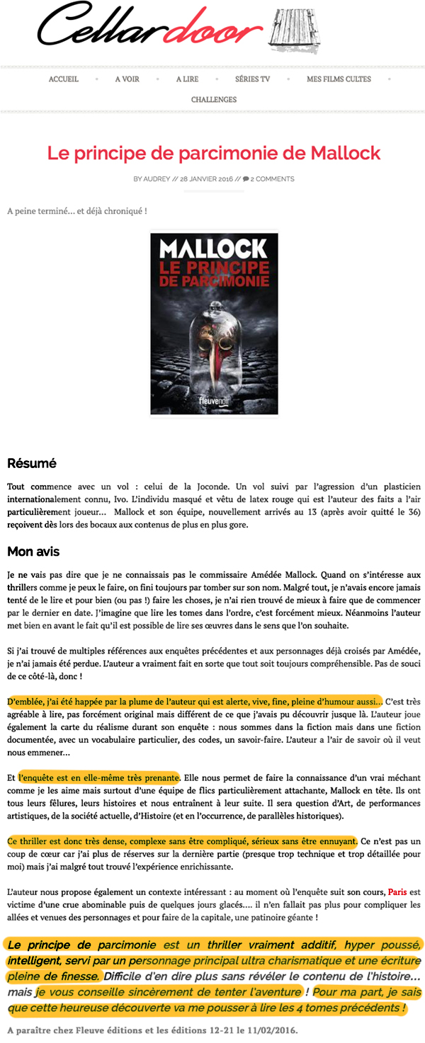 A peine terminé... et déjà chroniqué !   Résumé Tout commence avec un vol : celui de la Joconde. Un vol suivi par l'agression d'un plasticien internat